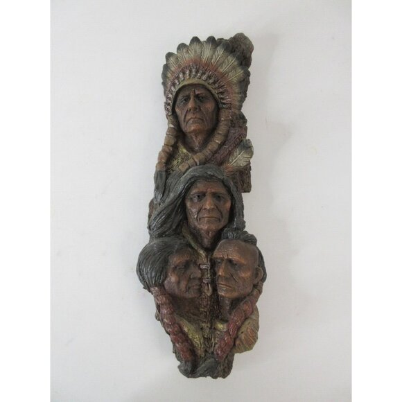 Vtg 1998 Native American Indian Resin Totem Signed Nan Yang 17” X 6” - Picture 1 of 9